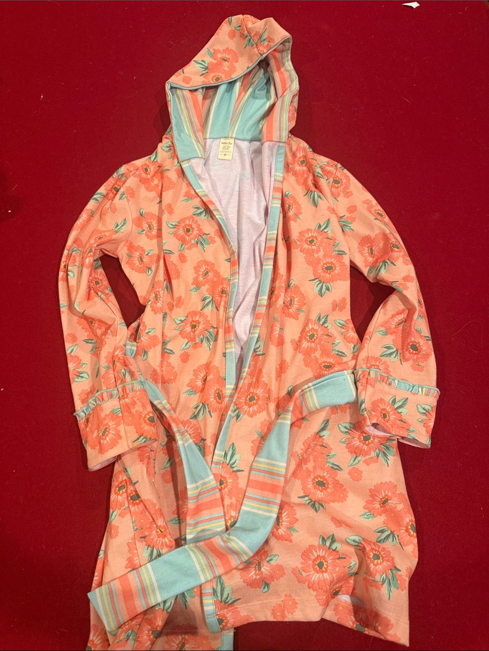 Matilda Jane  Floral Hooded Robe- Coral